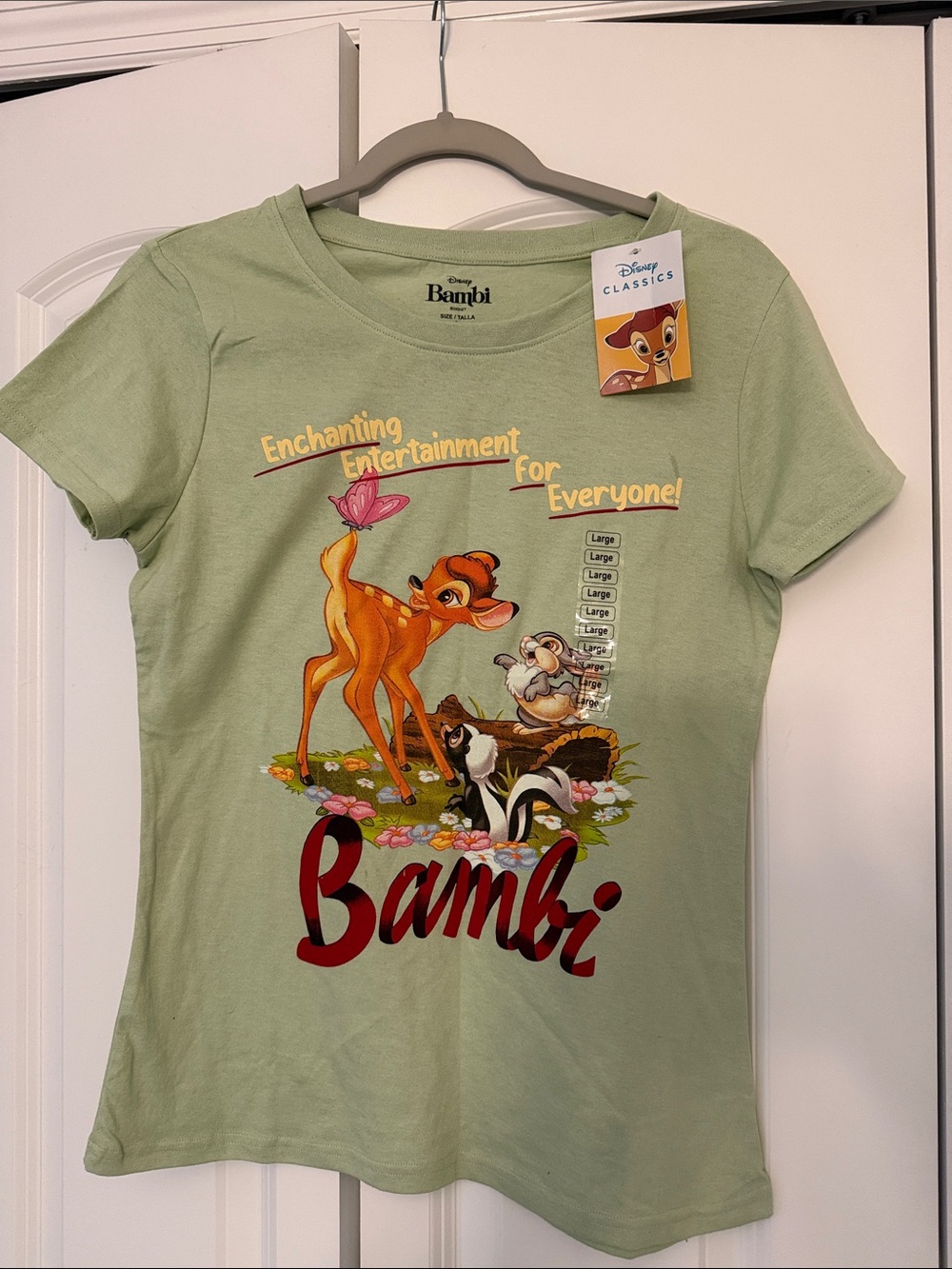 Disney Bambi Light Green Graphic Tee with Colorful Character Print